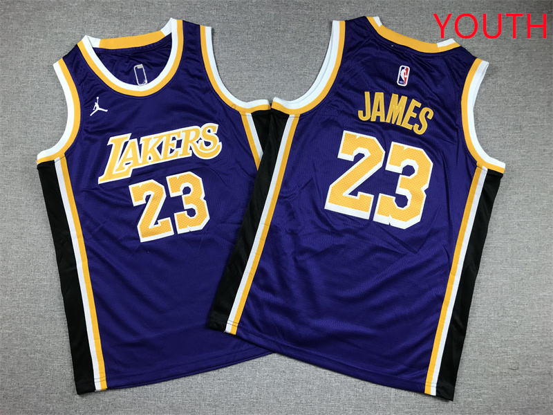 Youth Los Angeles Lakers #23 James Purple Jordan Edition NBA Jersey style 1